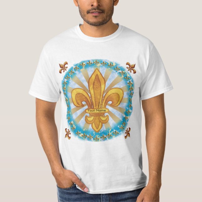 Camiseta do Apelido da Família Fleur De Lis (Frente)