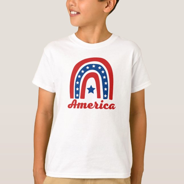 Camiseta do Arco-íris Americano 4 de Julho (Frente)