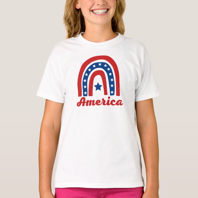 Camiseta do Arco-íris Americano 4 de Julho (Frente)
