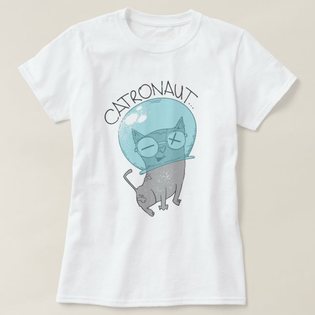 Camiseta do Astronauta de Gato (Frente do Design)