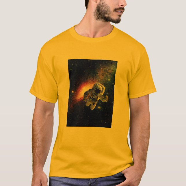 camiseta do astronauta vintage geek (Frente)