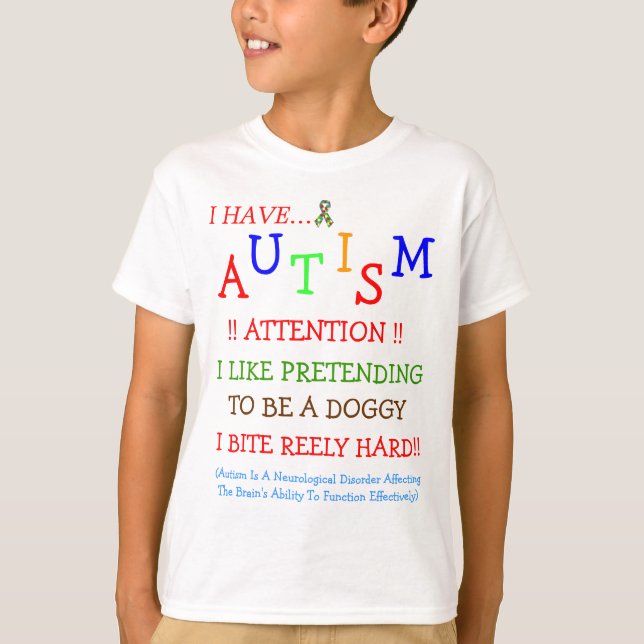 Camiseta Do autismo mordidas às vezes! T-shirt de Kidz do ~ (Frente)