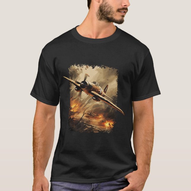 Camiseta do avião em combate à 2ª Guerra Mundial p (Frente)