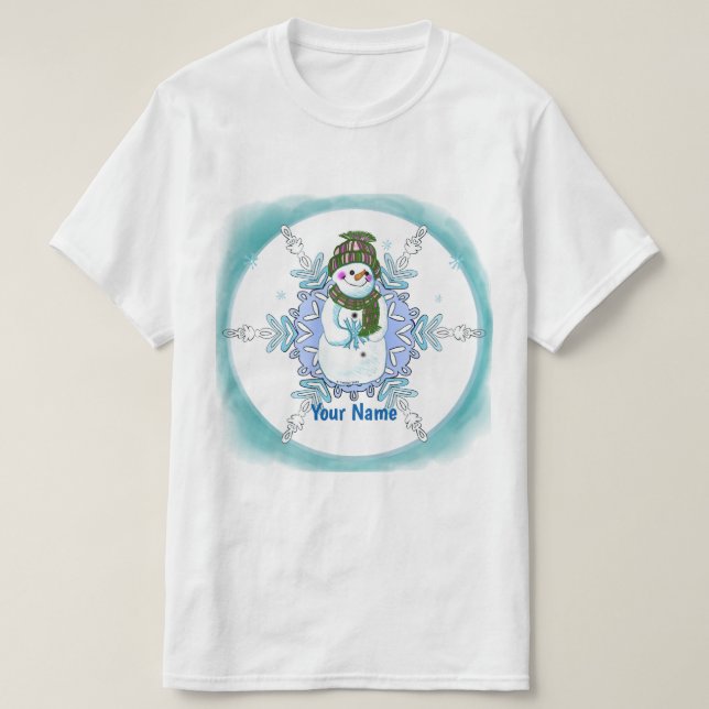 Camiseta do Boneco de Neve Floco de Neve da Vovó (Frente do Design)