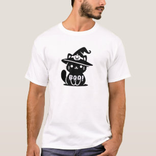 Camiseta do Boo Cat Halloween Tipografia Bonita
