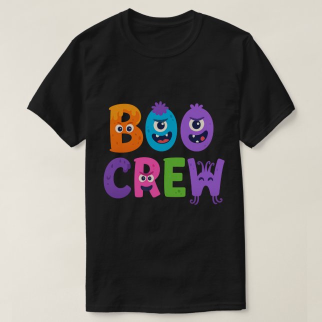 Camiseta do Boo Crew Halloween - Letras de Monstro (Frente do Design)