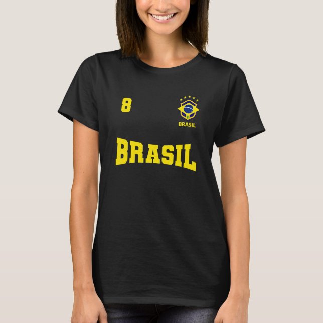 Camiseta do Brasil 2022 Azul Número 8 (Frente)
