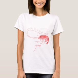Camiseta do camarão rosa com texto personalizado