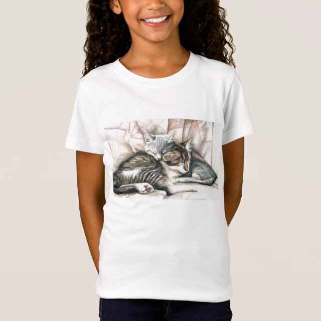 Camiseta Do "camisa da arte T do gato dos gatinhos sono" (Frente)