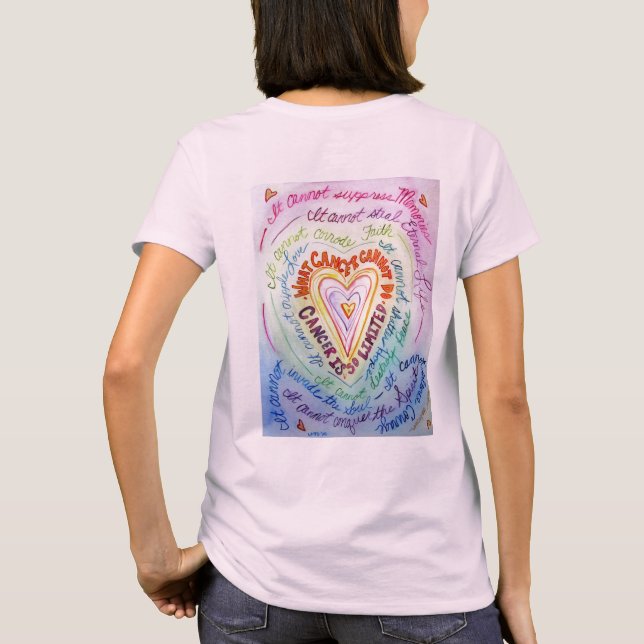 Camiseta do Cancer Rainbow Heart (Verso)