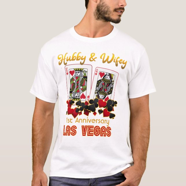 Camiseta do Casamento de Las Vegas Hubby Wifey (Frente)