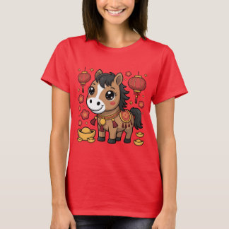 Camiseta do Cavalo do Ano Novo Chinês Fofa | Ano N