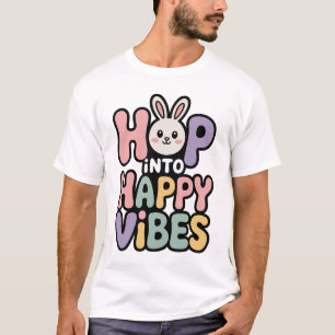 Camiseta do Coelho da Páscoa Vibrações Felizes C