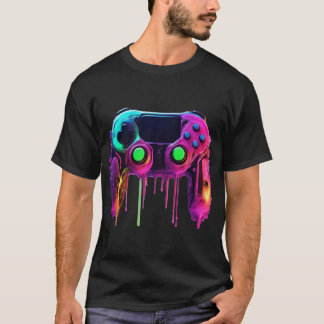 Camiseta do Controle de Jogo Neon Drip
