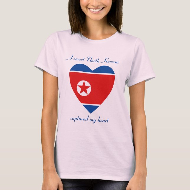 Camiseta do Coração com a Bandeira da Coreia do No (Frente)