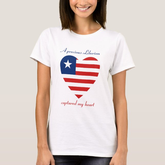 Camiseta do Coração com a Bandeira da Libéria (Frente)