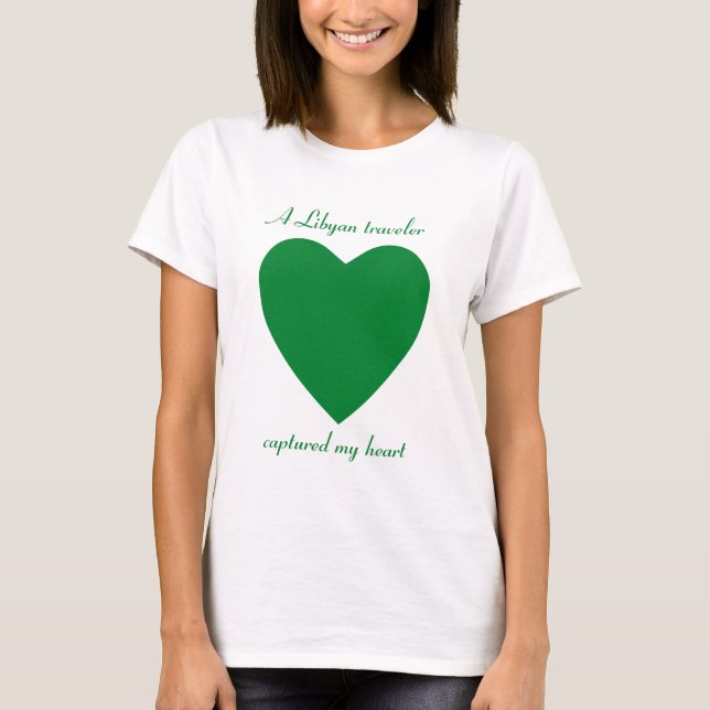 Camiseta do Coração com a Bandeira da Líbia (Frente)