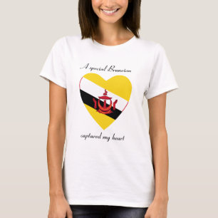 Camiseta do Coração com a Bandeira de Brunei