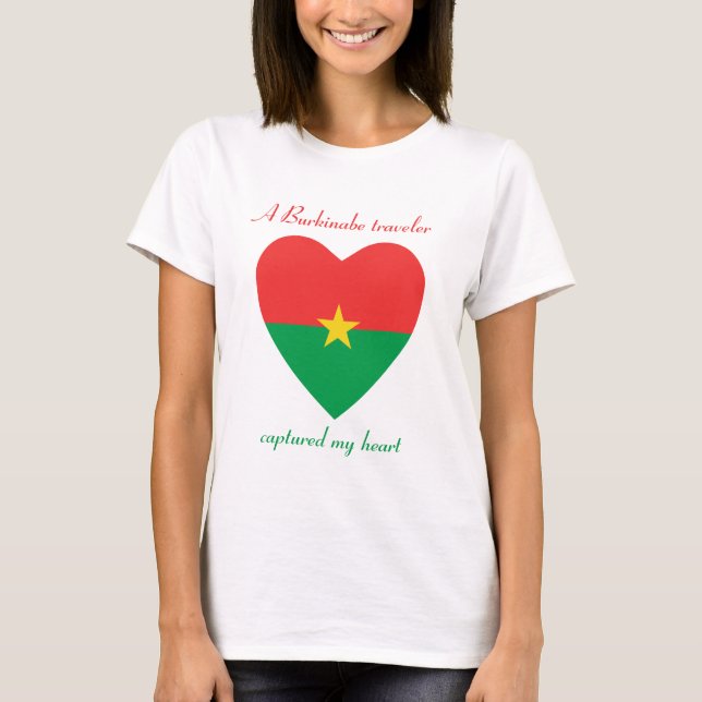Camiseta do Coração com a Bandeira de Burkina Faso (Frente)