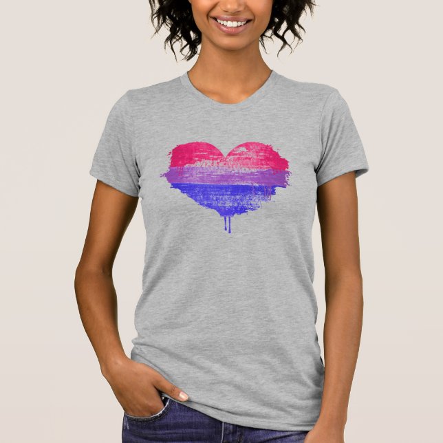 Camiseta do coração do Orgulho Bi (Frente)