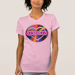 Camiseta Do coração dobro da infinidade do símbolo brilh
