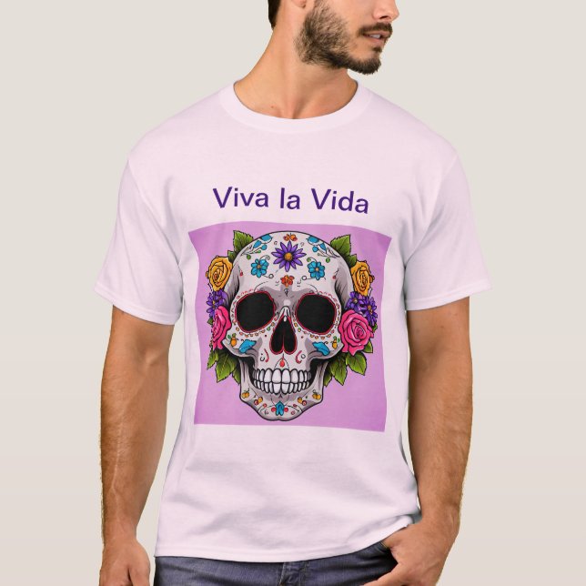 Camiseta do crânio da vida e morte (Frente)