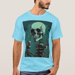 Camiseta do crânio de estrela do rock