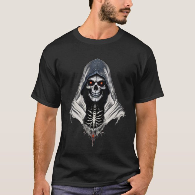 Camiseta do crânio do Grim Reaper - Estética Escur (Frente)