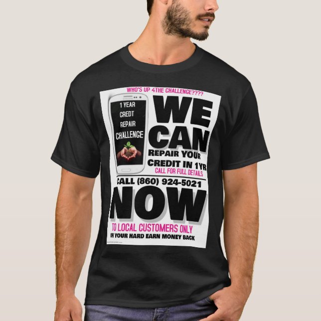 Camiseta do desafio de reparo de crédito (Frente)