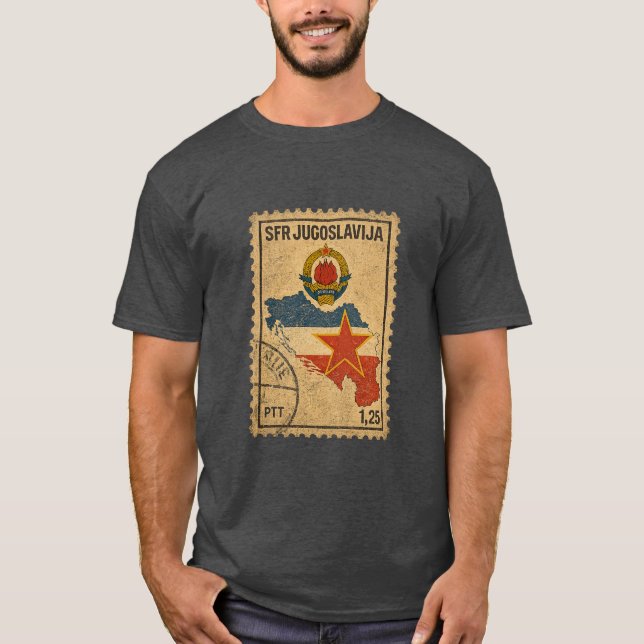 Camiseta do Design de Selo da Antiga Iugoslávia (Frente)