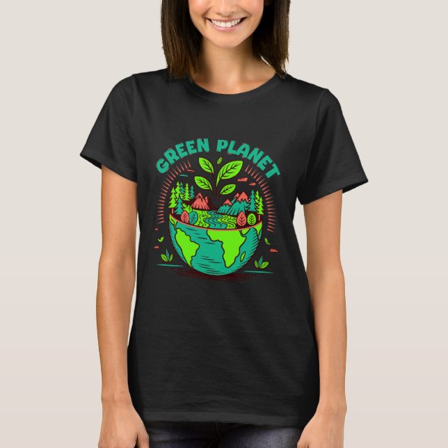 Camiseta do Dia da Terra Planeta Verde (Frente)