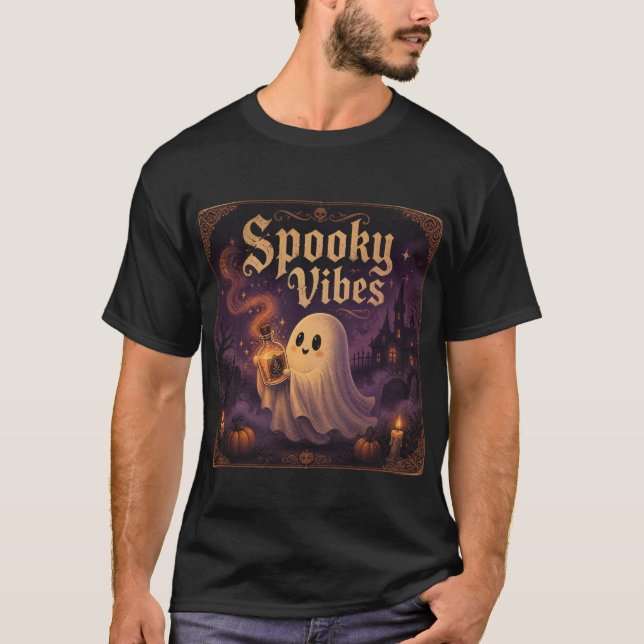 Camiseta do Dia das Bruxas com Fantasminha Fofinho (Frente)