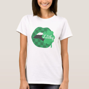 Camiseta do Dia de São Patrício com Lábios e Cravo