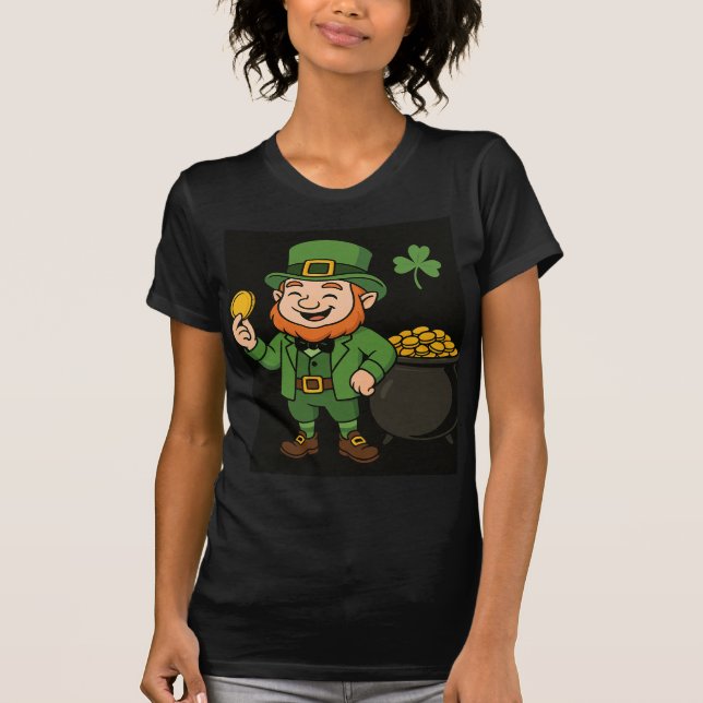 Camiseta do Dia de São Patrício com Leprechaun e C (Frente)