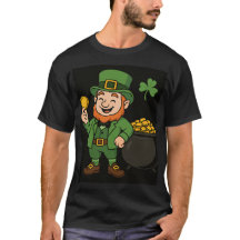 Camiseta do Dia de São Patrício com Leprechaun e C