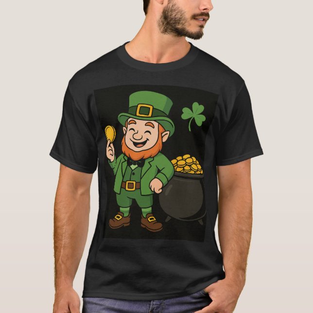 Camiseta do Dia de São Patrício com Leprechaun e C (Frente)