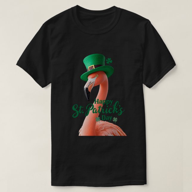Camiseta do Dia de São Patrício do Flamingo | Fofo (Frente do Design)