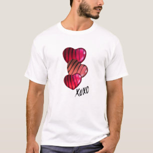 Camiseta do Dia dos Namorados com Coração Listrado