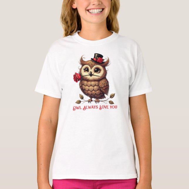 Camiseta do Dia dos Namorados com coruja suave (Frente)