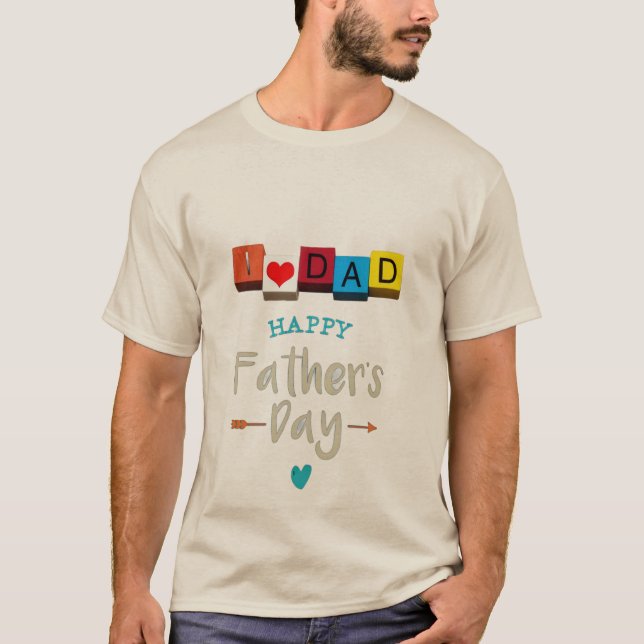 Camiseta do Dia dos Pais Eu Amo Papai | Blocos ABC (Frente)