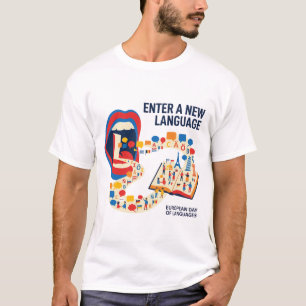 Camiseta do Dia Europeu das Línguas Entre numa Nov