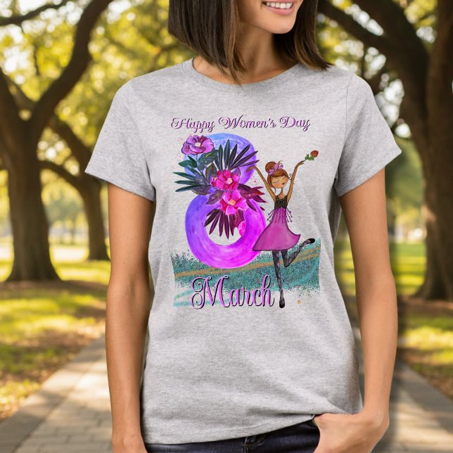 Camiseta do Dia Internacional da Mulher 8 de Março (Fun Girl 8 March International Women’s Day T-Shirt
)