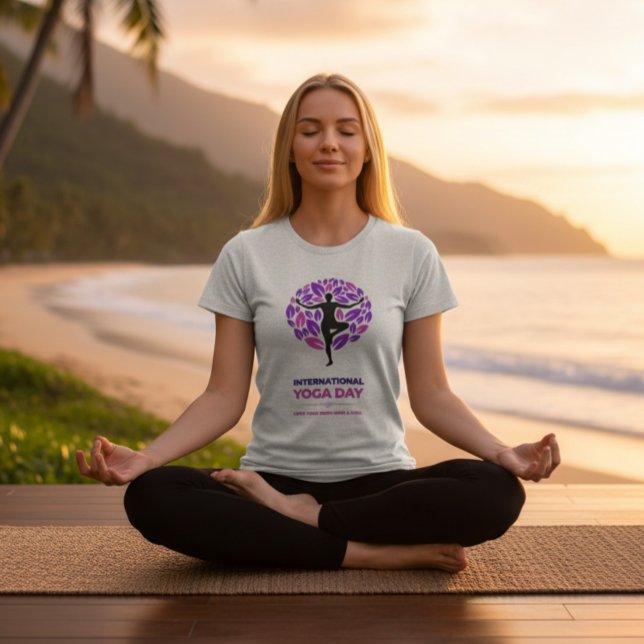 Camiseta do Dia Internacional do Yoga - Pose da Ár (Criador carregado)