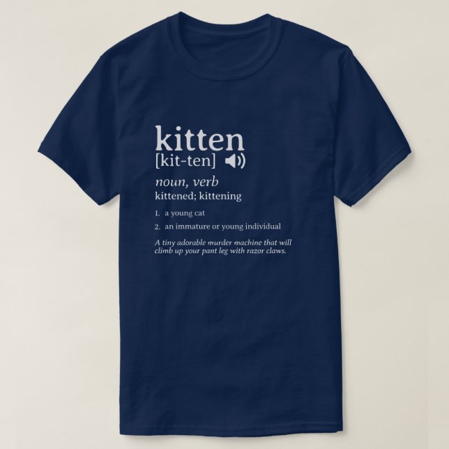 Camiseta do Dicionário de Definição de Kitten (Frente do Design)
