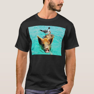 Camiseta Do divertimento fis da gaivota do porco da nataç