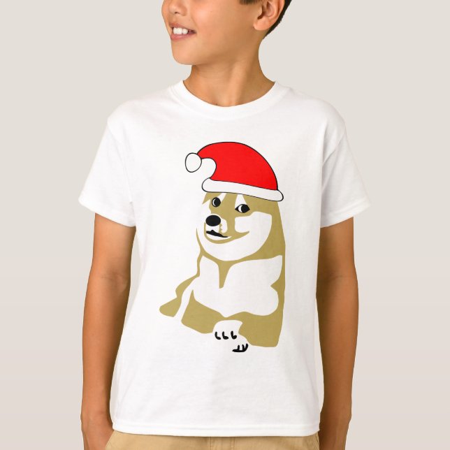 Camiseta do doge uau do meme xmas muito tal chapéu muito (Frente)