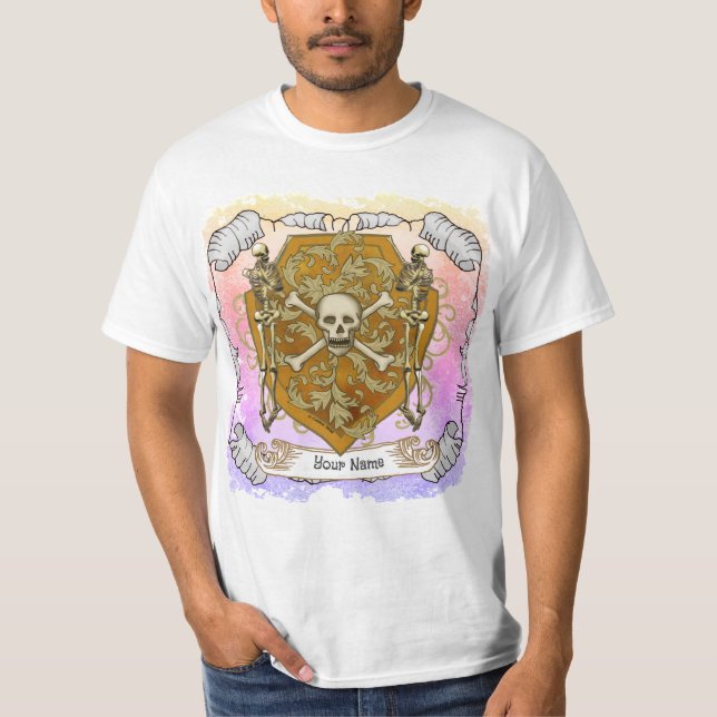 Camiseta do Escudo da Caveira Pirata (Frente)