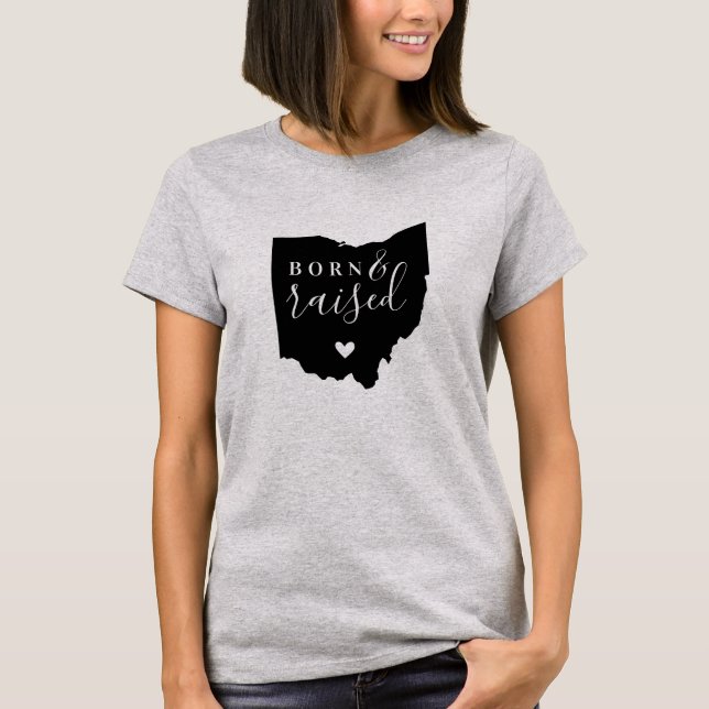 Camiseta do Estado Nascido e Criado em Ohio (Frente)