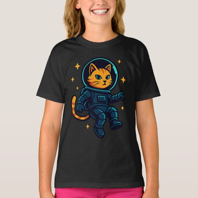 Camiseta do Gatinho de Astronauta Legal da Space C (Frente)