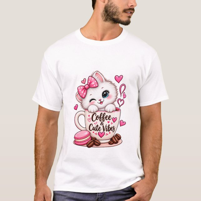 Camiseta do Gato Café Fofo (Frente)